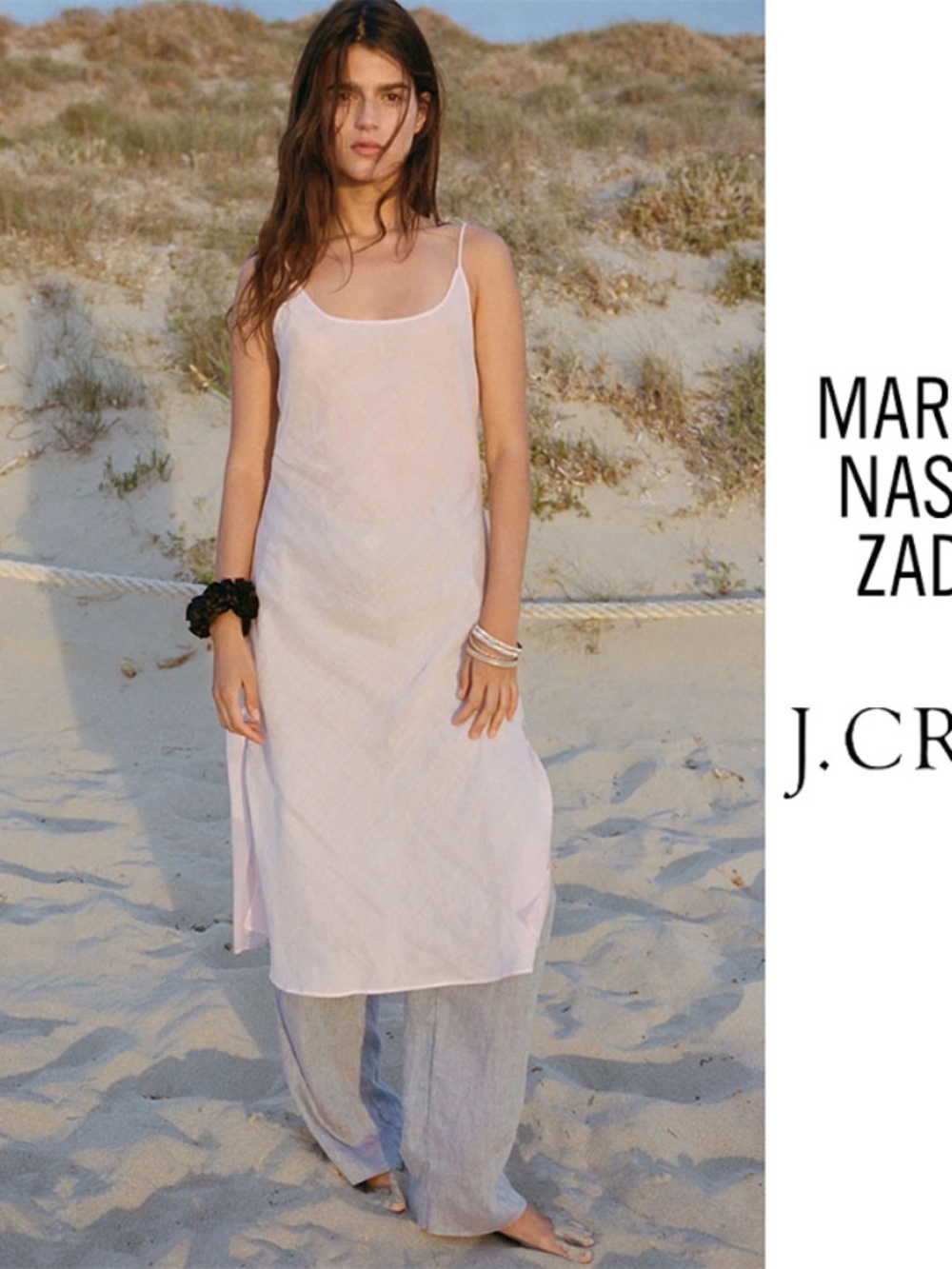Maryam Nassir Zadeh x J.Crew Pink Slip Dress, Size Medium NWT